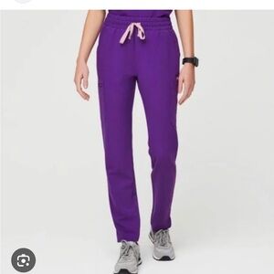 Figs Women's Purple Drawstring Cargo Jogger Pants